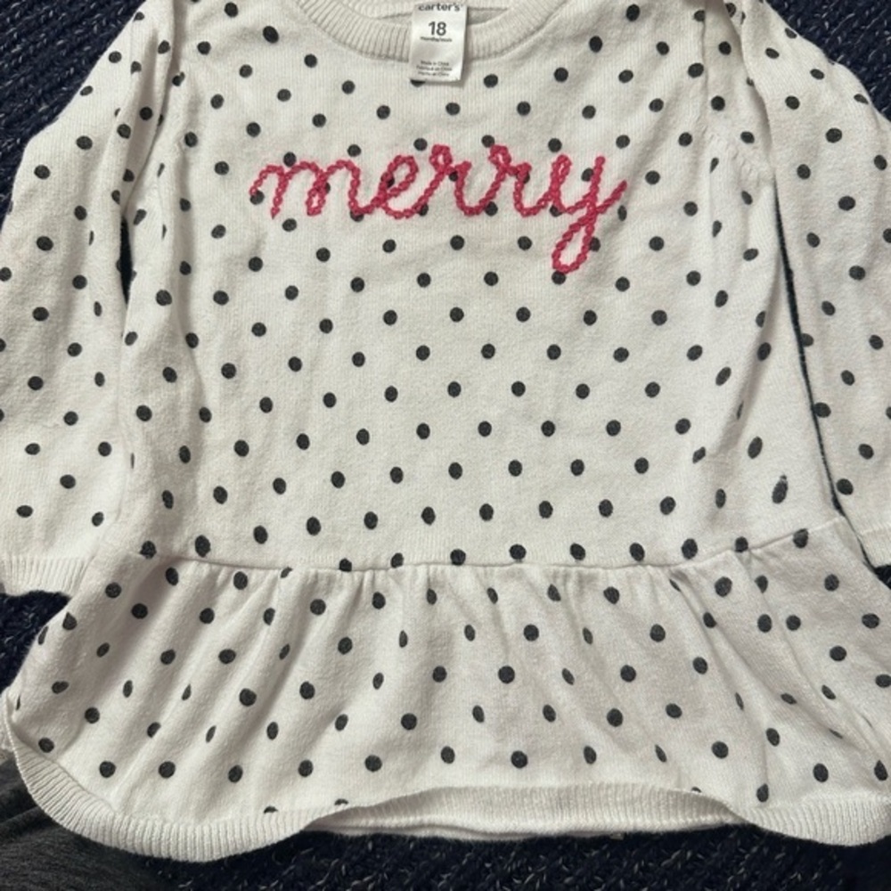 Carter’s 18M Merry Polka Dot Peplum Top – Holiday Sweater